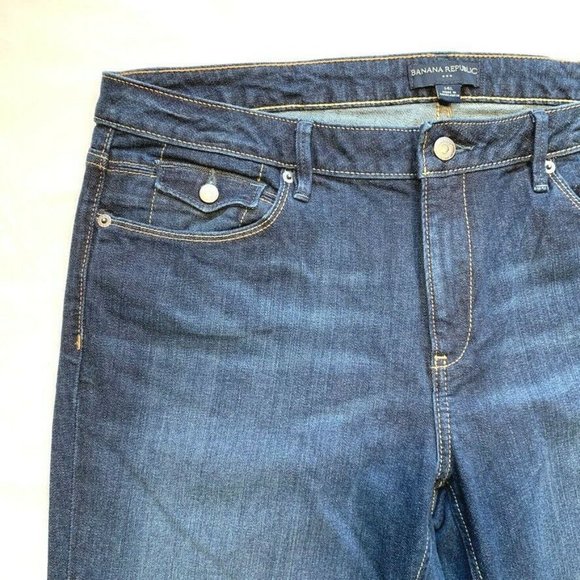 NEW Banana Republic Jeans Women 14L 37x36 Bootcut Stretch Flap Pocket Dark Wash - Picture 5 of 11